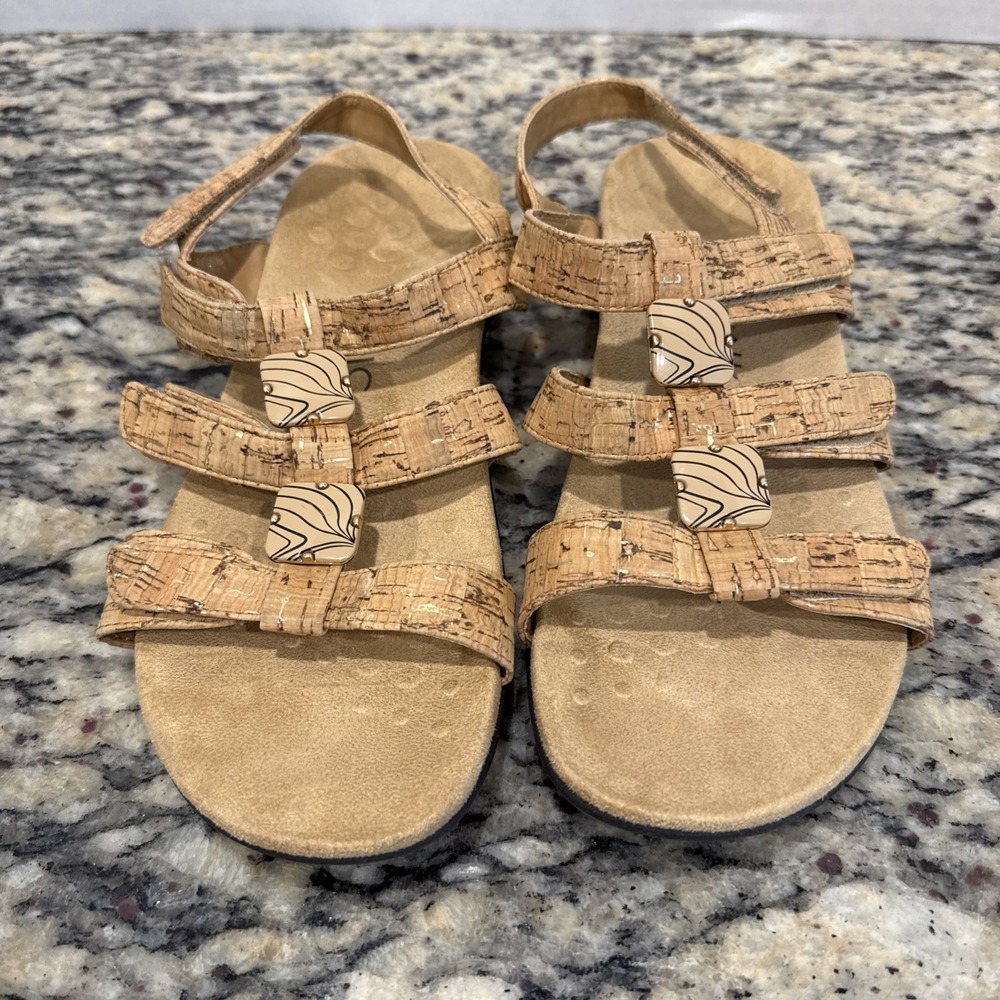 Vionic Amber Sandals Women's 7 Tan Orthotic Adjustable Comfortable Slingback